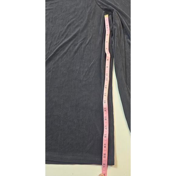 Chicos 2 (L) acetate pull on slinky gaucho wide leg crop pants black stretch - Picture 7 of 8